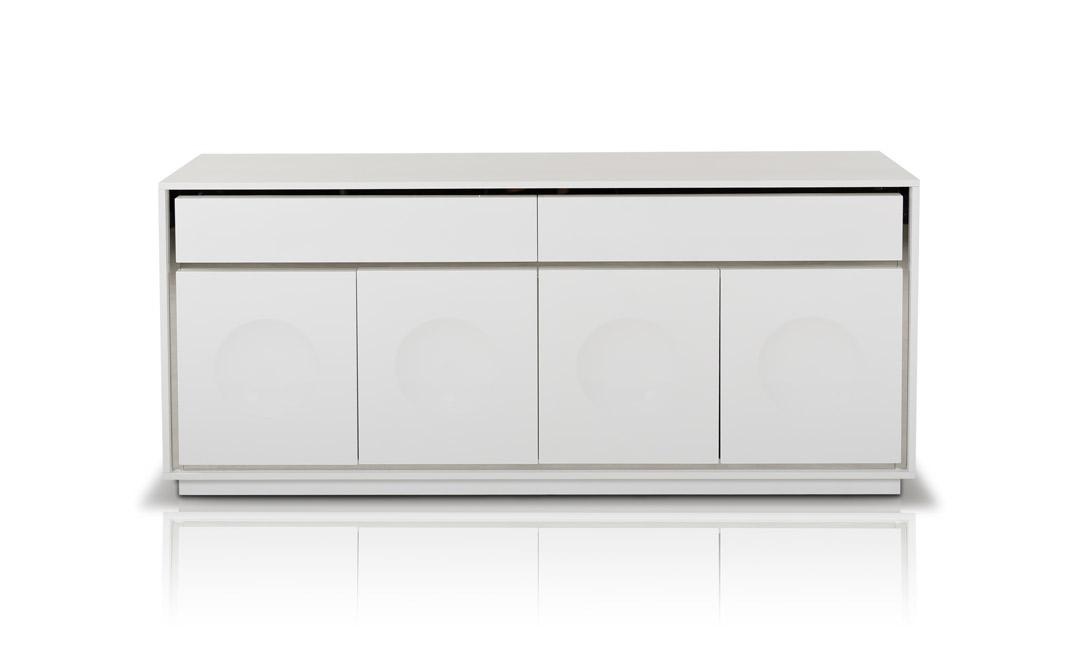 Four Door Contemporary White Crocodile Lacquer Buffet - Click Image to Close