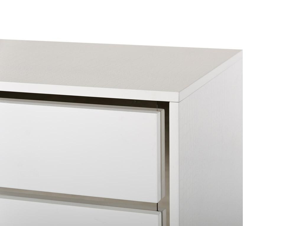 Four Door Contemporary White Crocodile Lacquer Buffet - Click Image to Close