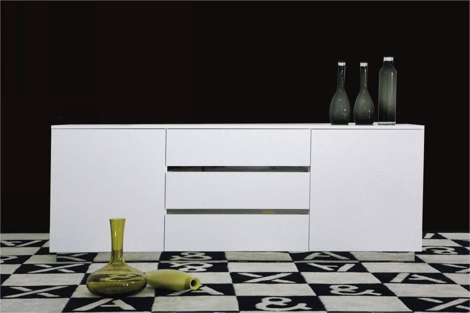White Contemporary CrocodileTextured and Lacquer Buffet - Click Image to Close