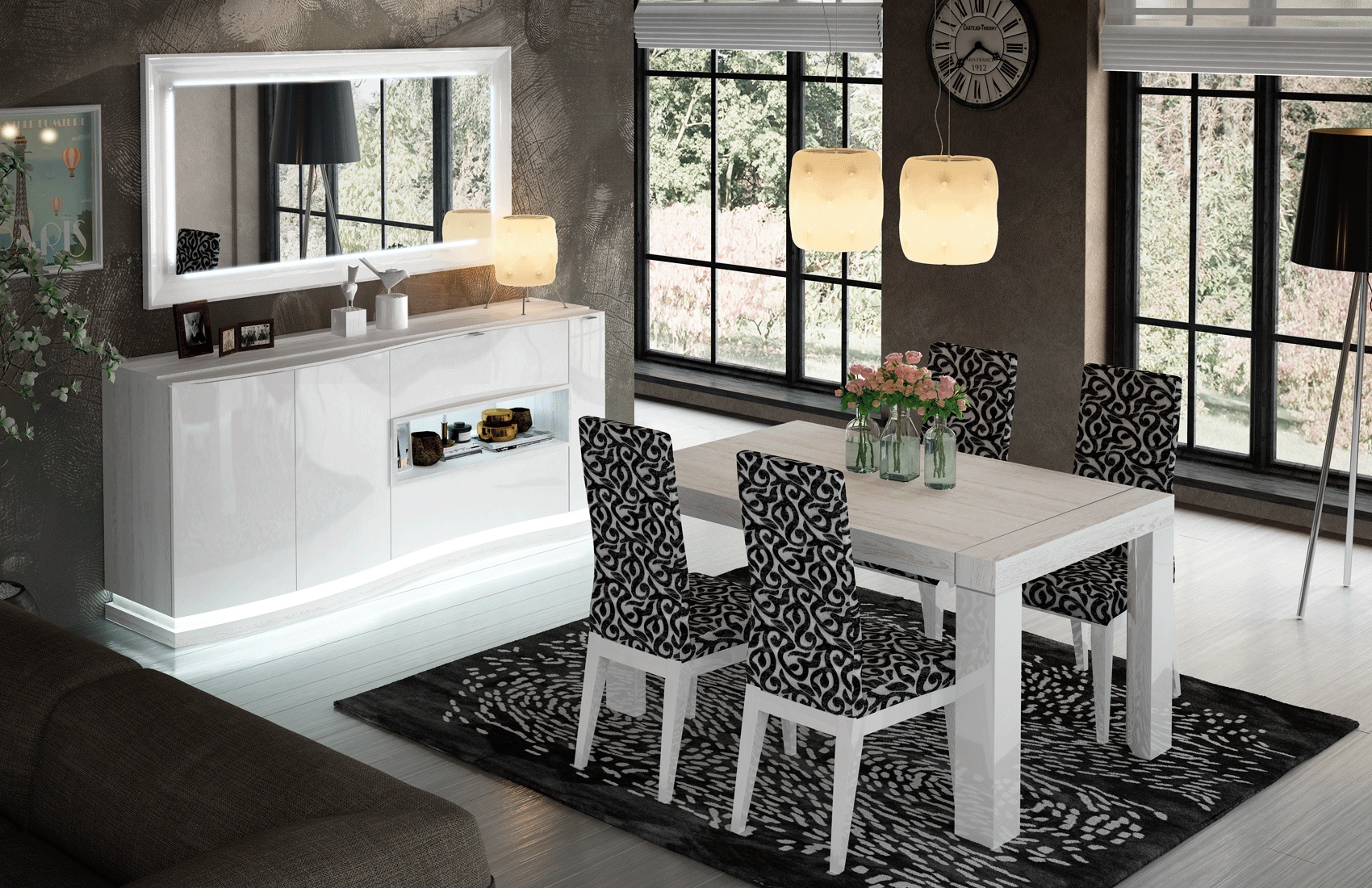 White Gloss Modern Dining Buffet - Click Image to Close