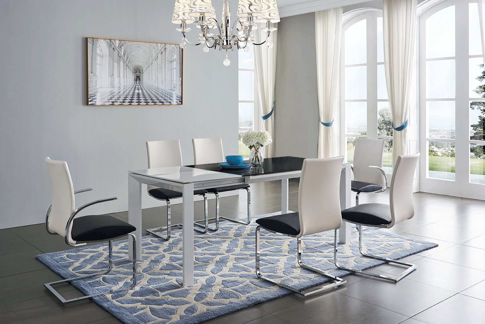 High Class Rectangular Glass Top Dining Furniture Set