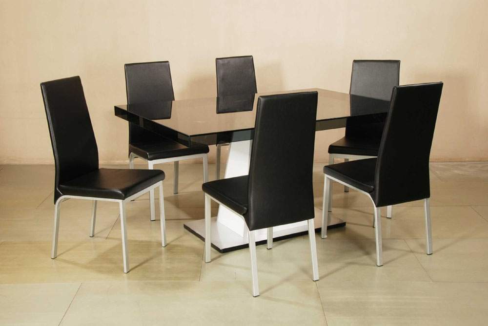 Elite Rectangular Wooden And Gl Top Leather Modern Table With Chairs Elite Rectangular Wooden And Gl Top Leather Modern Table With Chairs