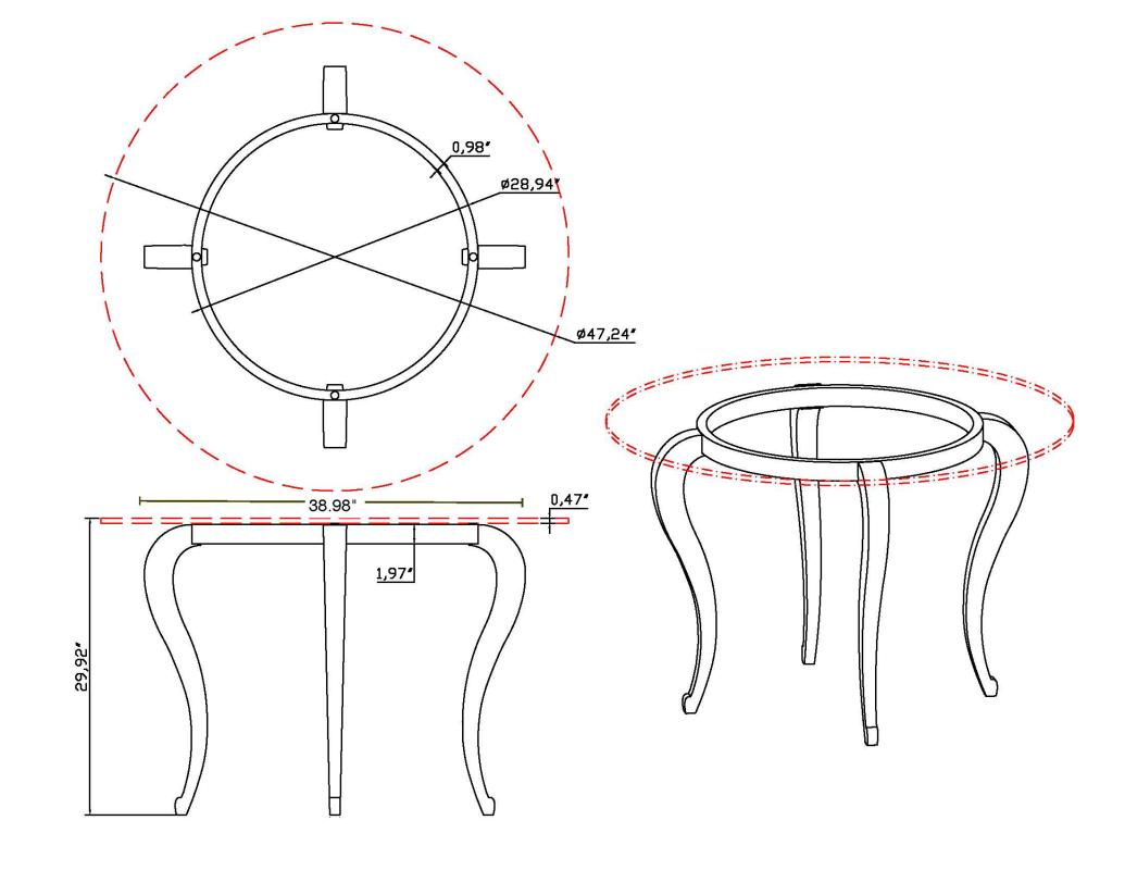 Refined Round Glass Top Dining Room Furniture Dinette - Click Image to Close