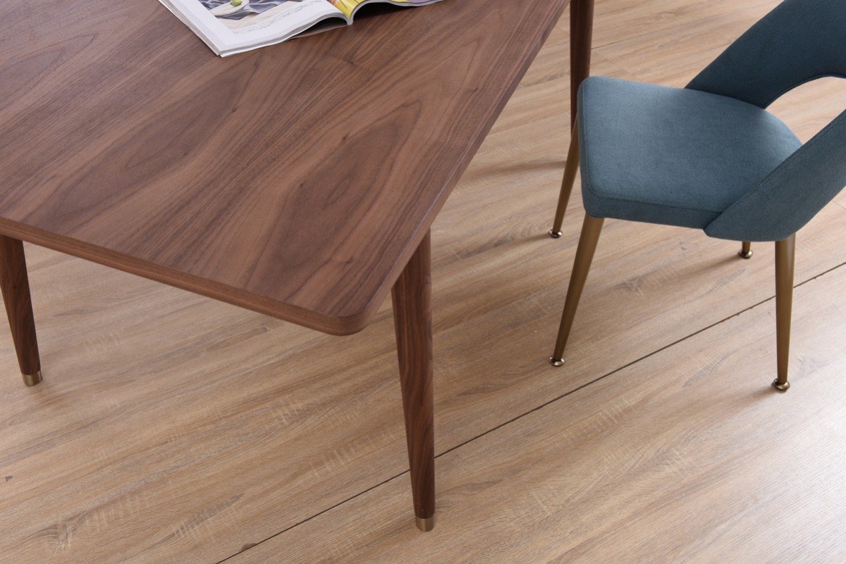 Modern Walnut Dining Table with Antique Brass Feet San Antonio Texas