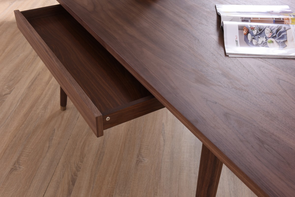 Modern Walnut Dining Table with Antique Brass Feet - Click Image to Close