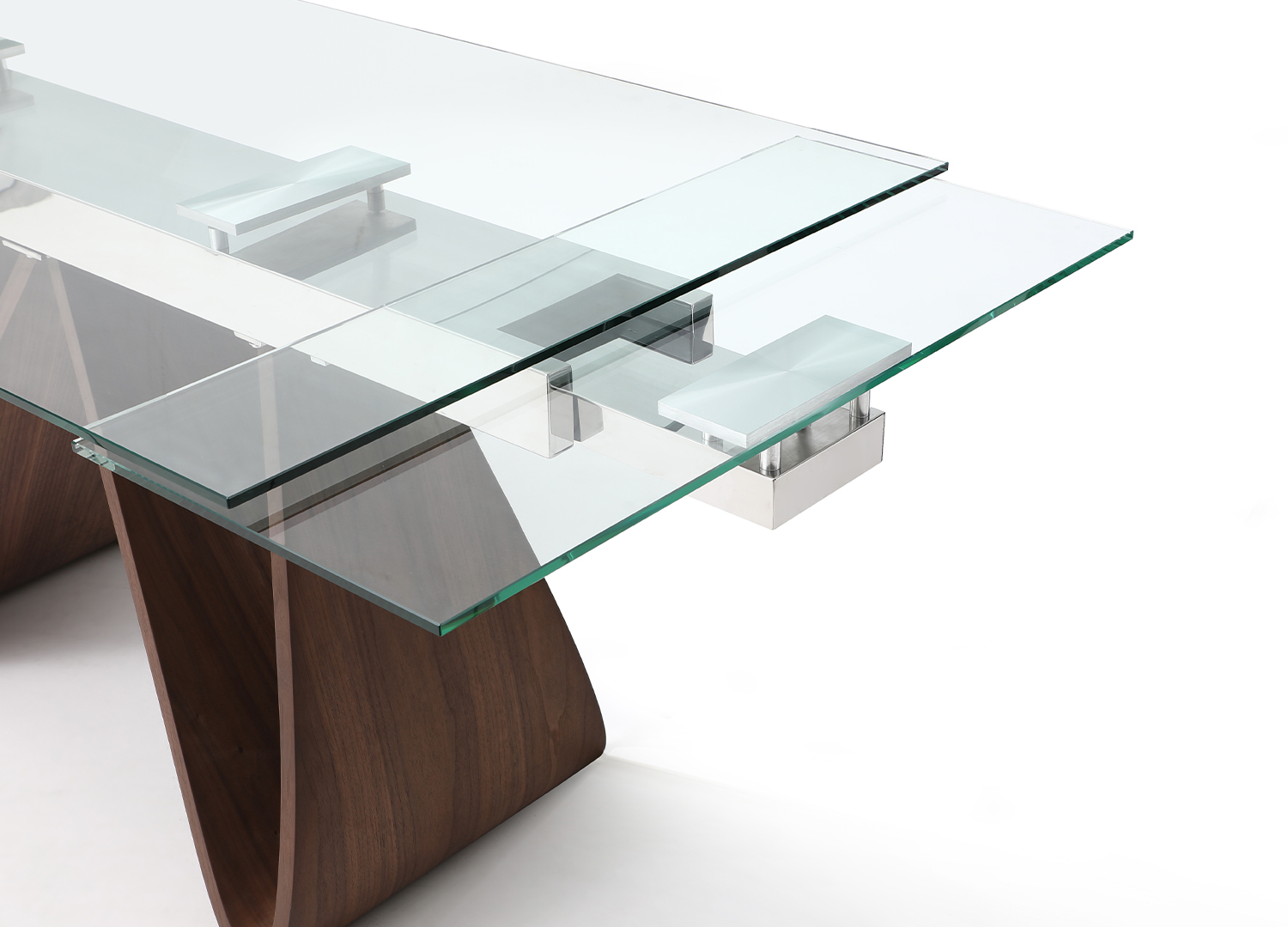 Stylish Glass Top Leather Modern Dinner Table Set - Click Image to Close