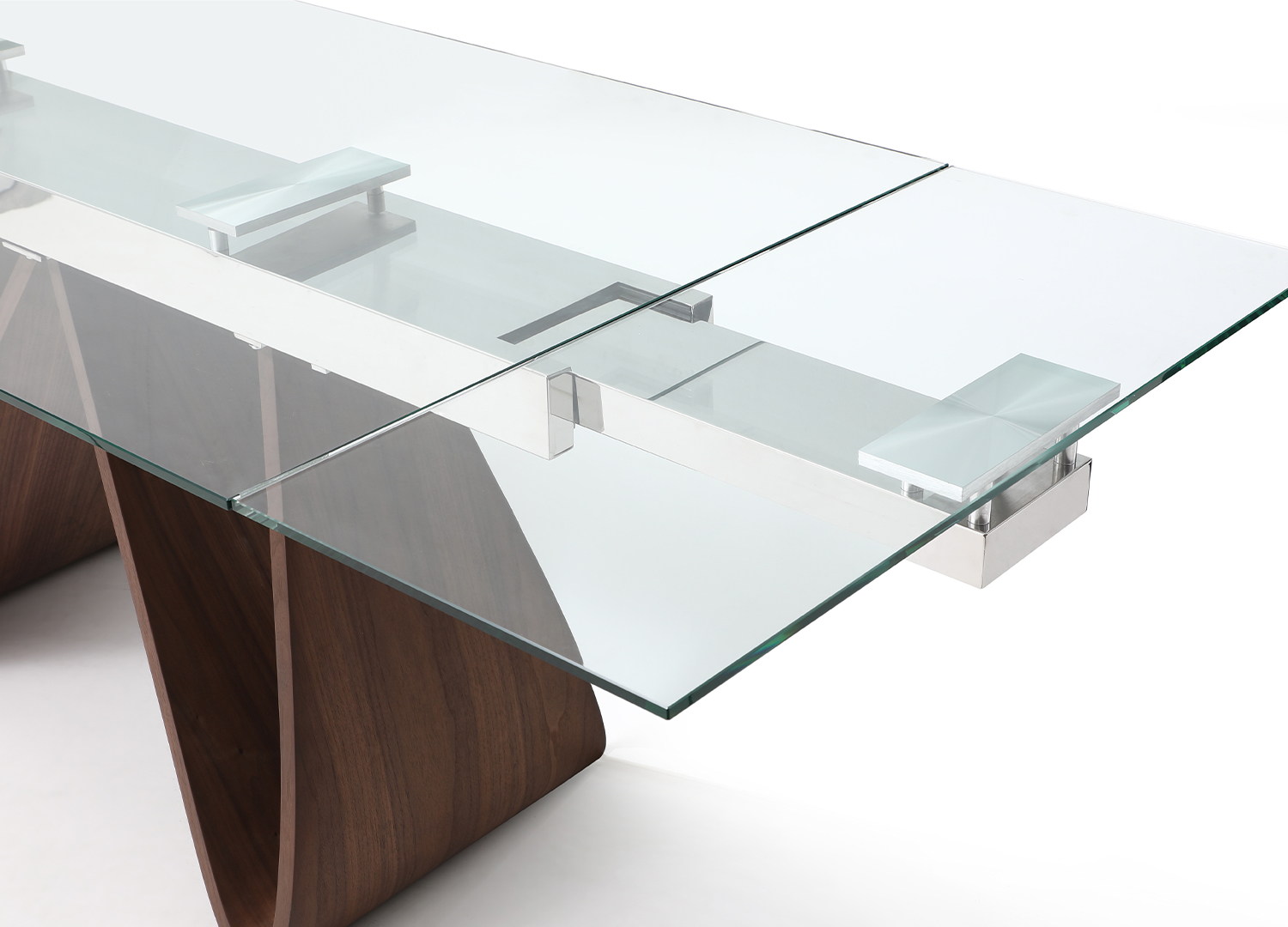 Stylish Glass Top Leather Modern Dinner Table Set - Click Image to Close