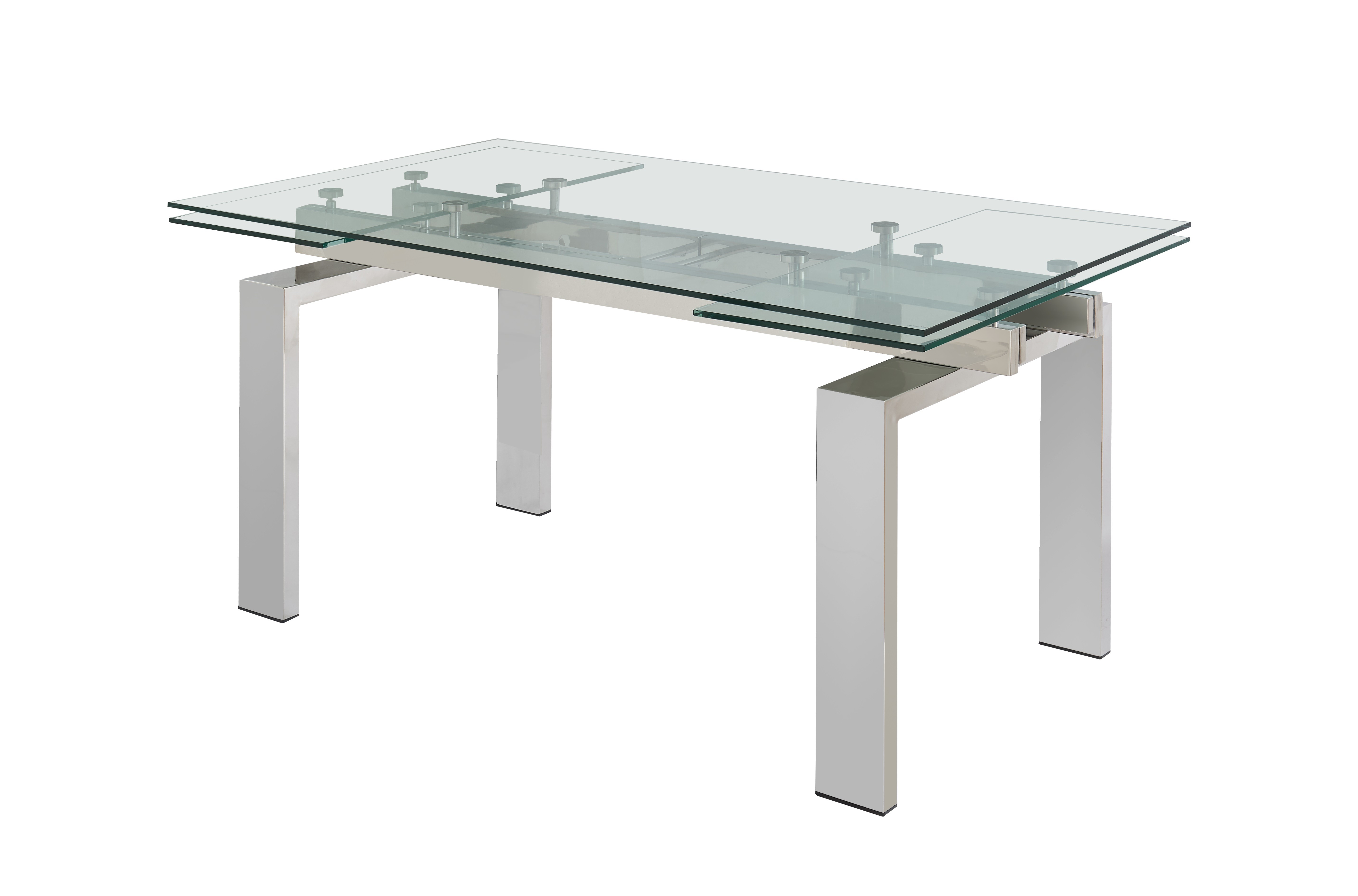 High-class Rectangular All Clear Glass Top Leather Table and Four Chairs - Click Image to Close