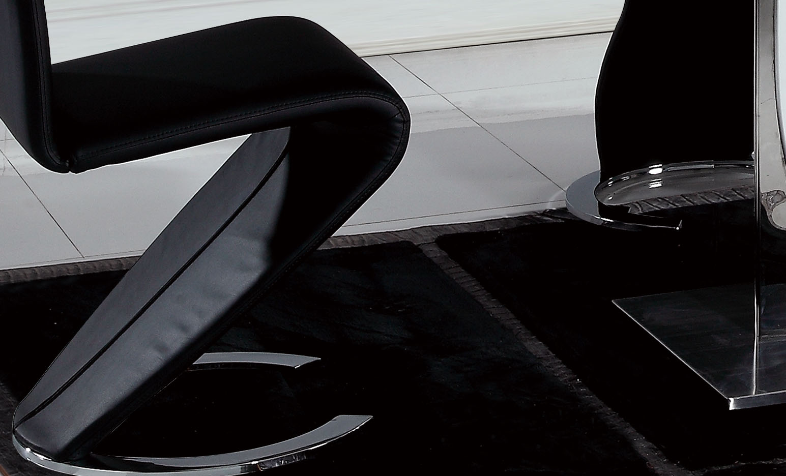 Contemporary Black and White Dining Set with Elegant Black Chairs - Click Image to Close