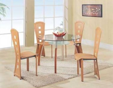 Modern High End Round Wooden with Glass Top Complete Dining Room Sets - Click Image to Close