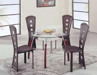 Modern High End Round Wooden with Glass Top Complete Dining Room Sets - Click Image to Close