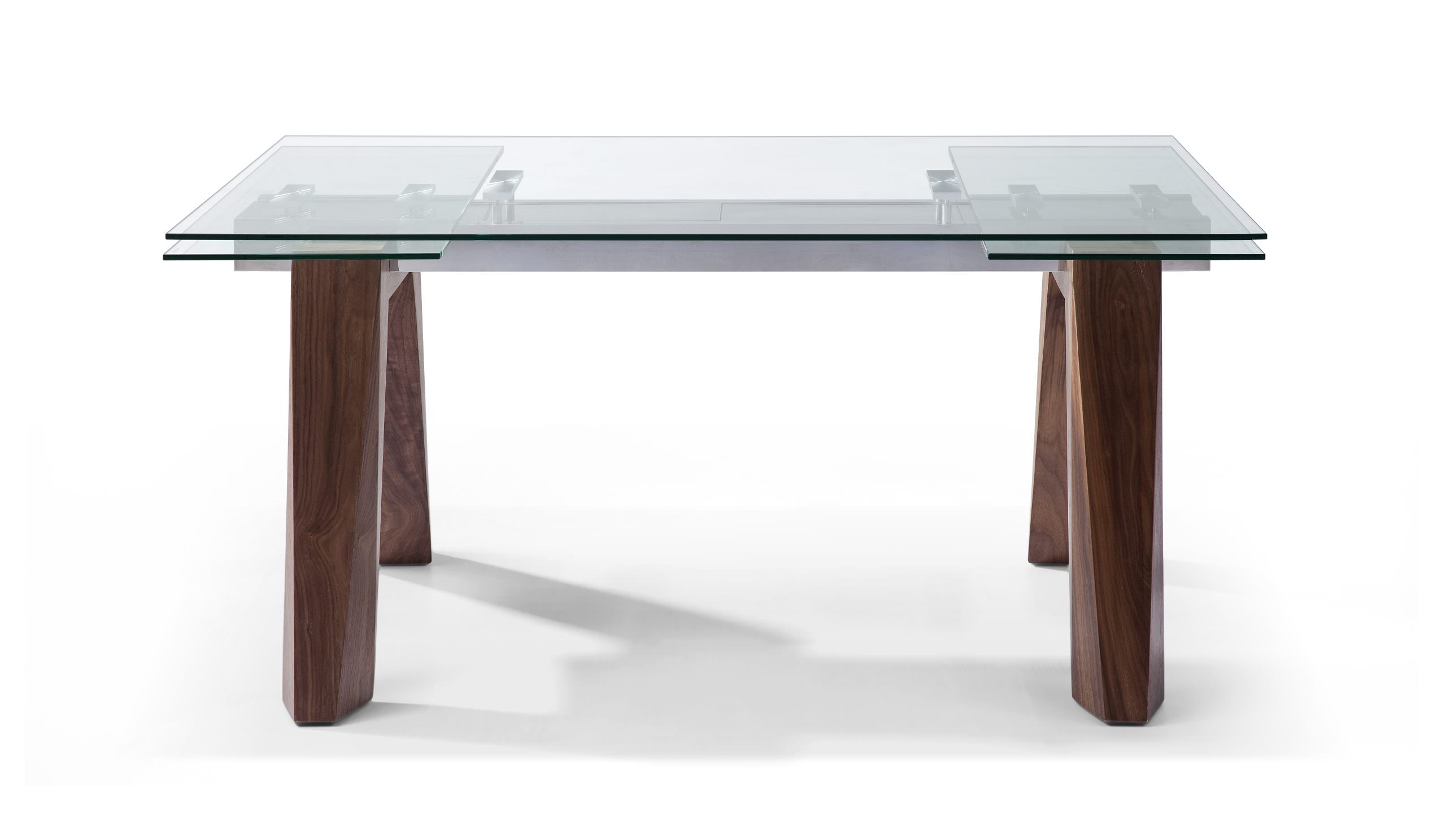 Sophisticated Rectangular Wooden and Clear Glass Top Leather Modern Dining Set - Click Image to Close