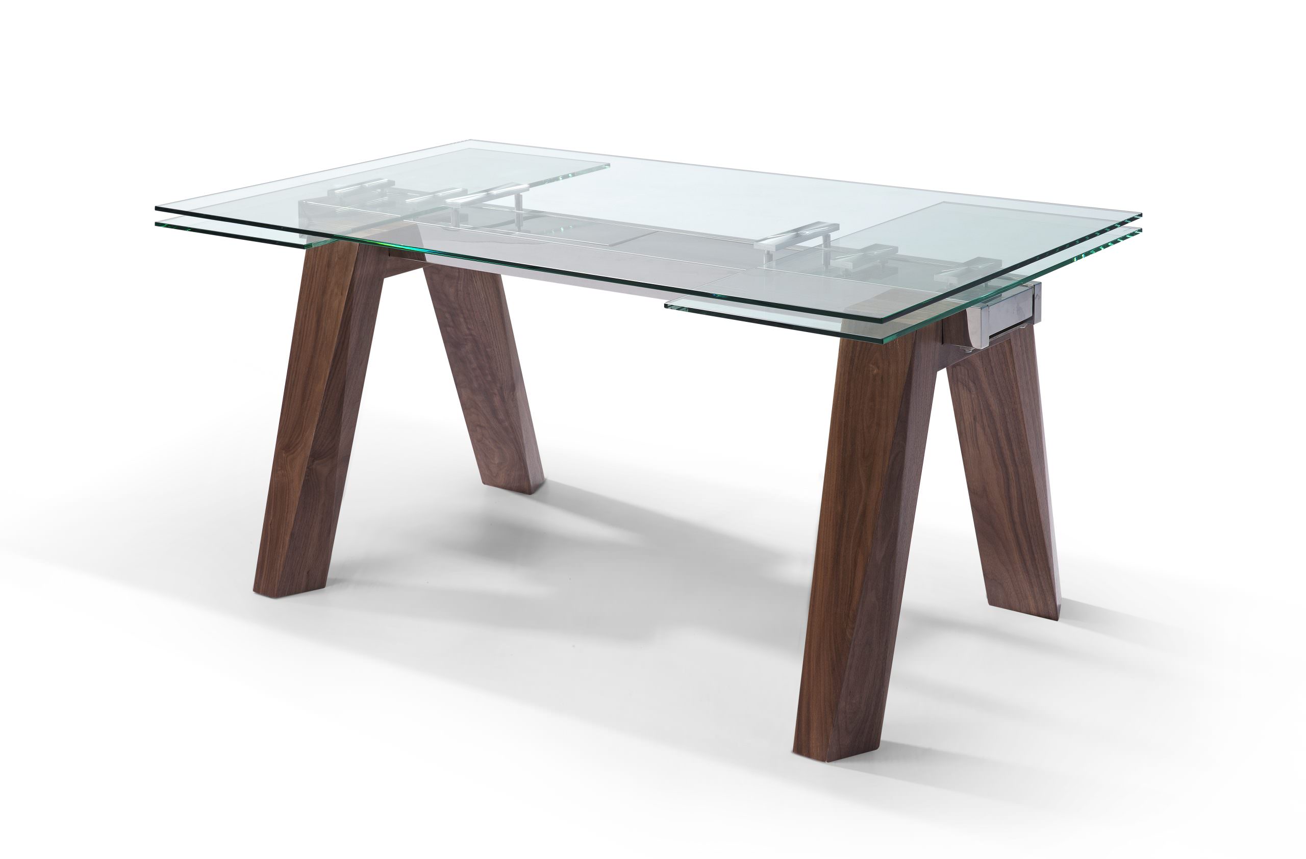 Sophisticated Rectangular Wooden and Clear Glass Top Leather Modern Dining Set