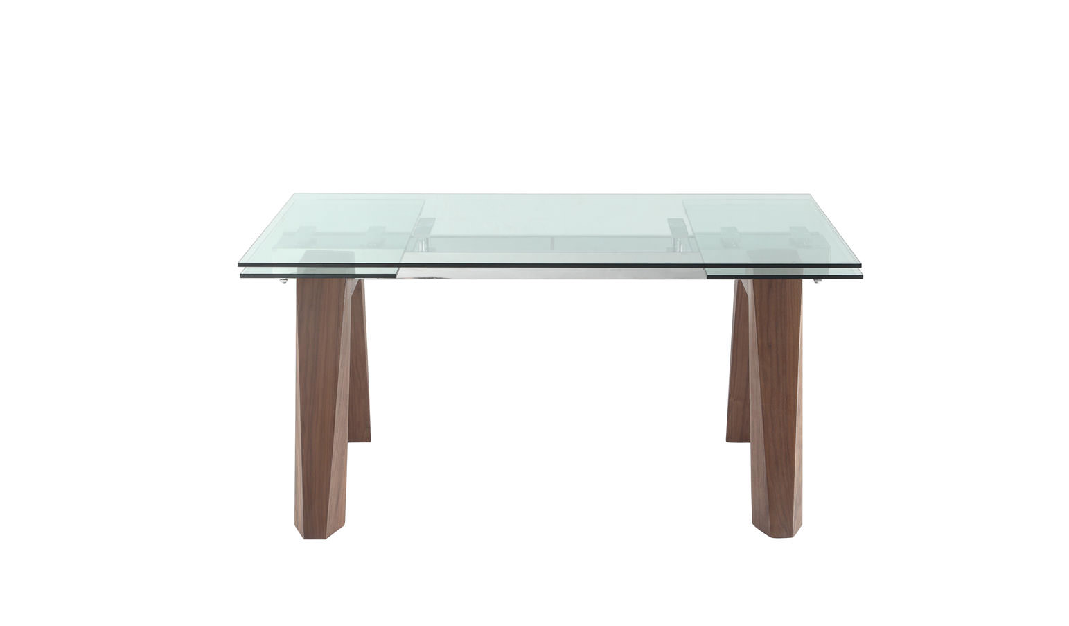 Sophisticated Rectangular Wooden and Clear Glass Top Leather Modern Dining Set - Click Image to Close