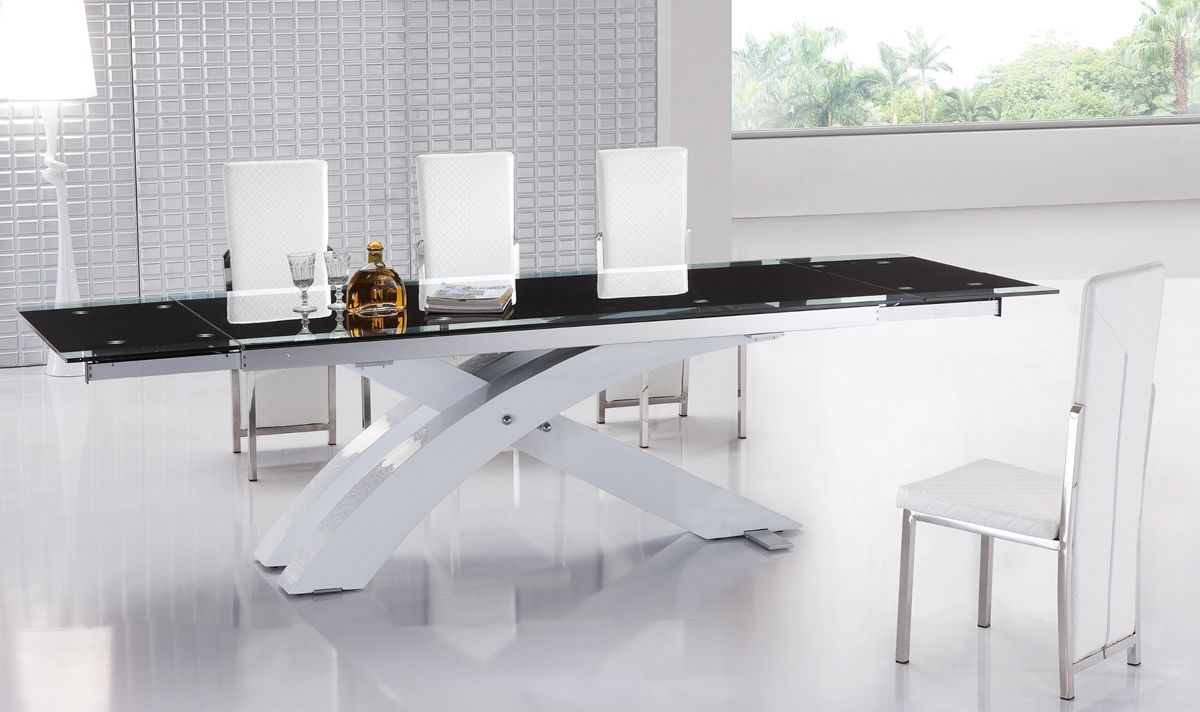 Extendable Gl Top Modern Furniture Table Set Lakewood Colorado Dining Sets With Chairs Extendable Gl Top Modern Furniture