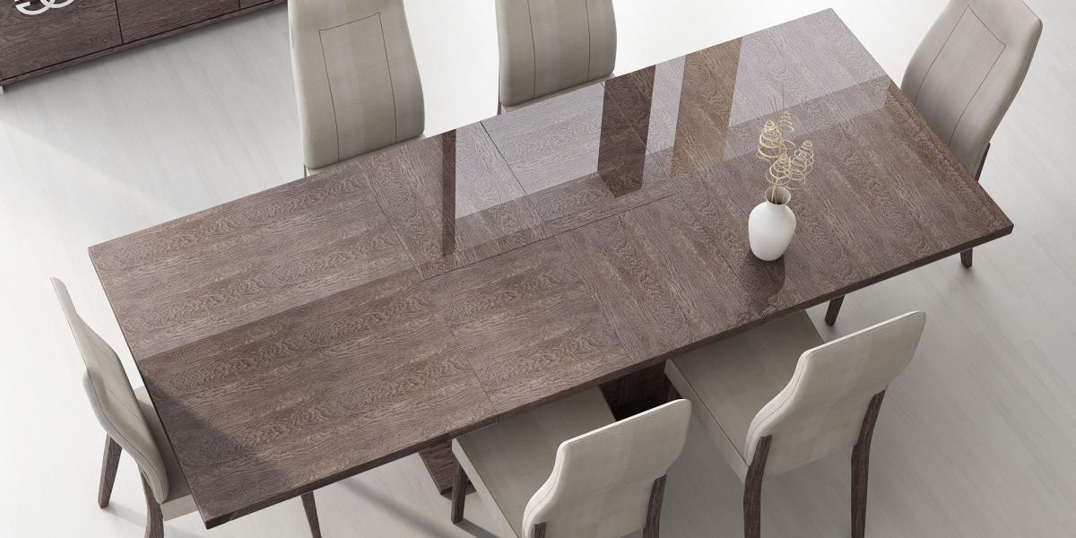 Made in Italy Extendable in Wood Microfiber Seats Modern Dining Set - Click Image to Close