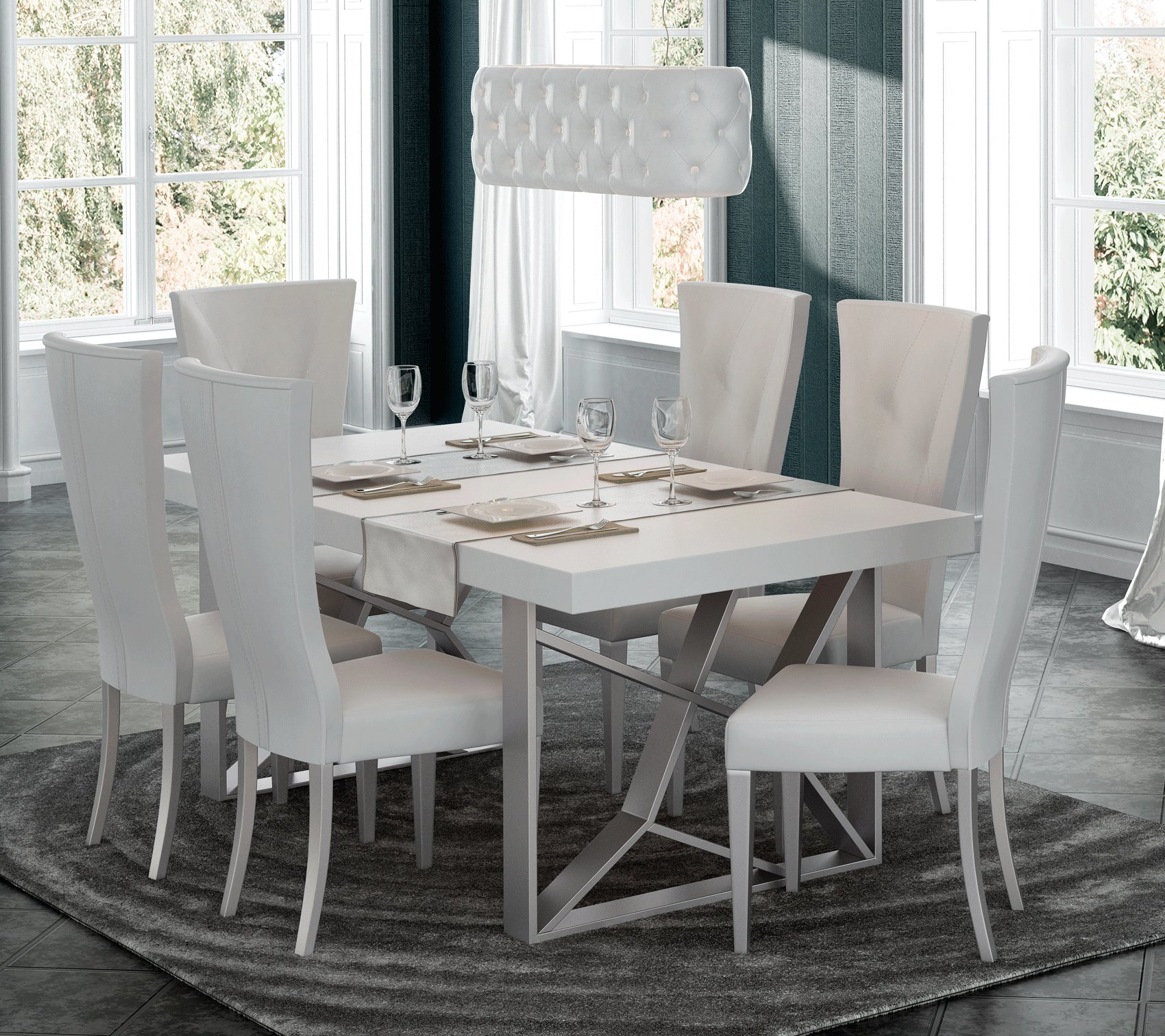 Graceful Rectangular in Wood Leather Designer Modern Dining Room - Click Image to Close
