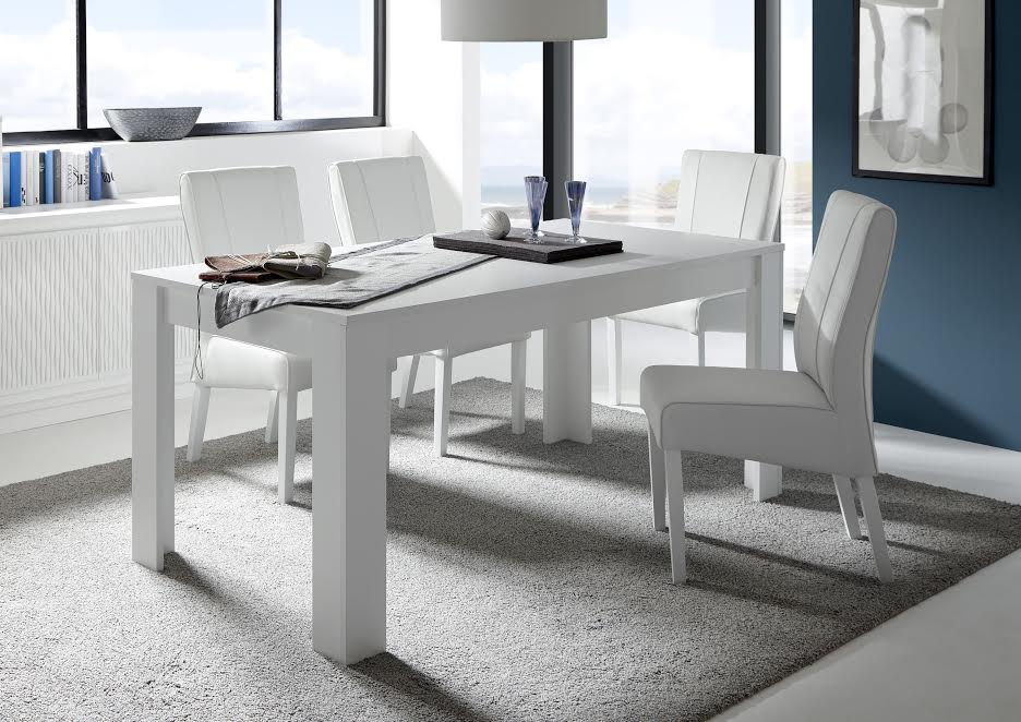 Contemporary Elegantly Styled White Color Dining Room - Click Image to Close