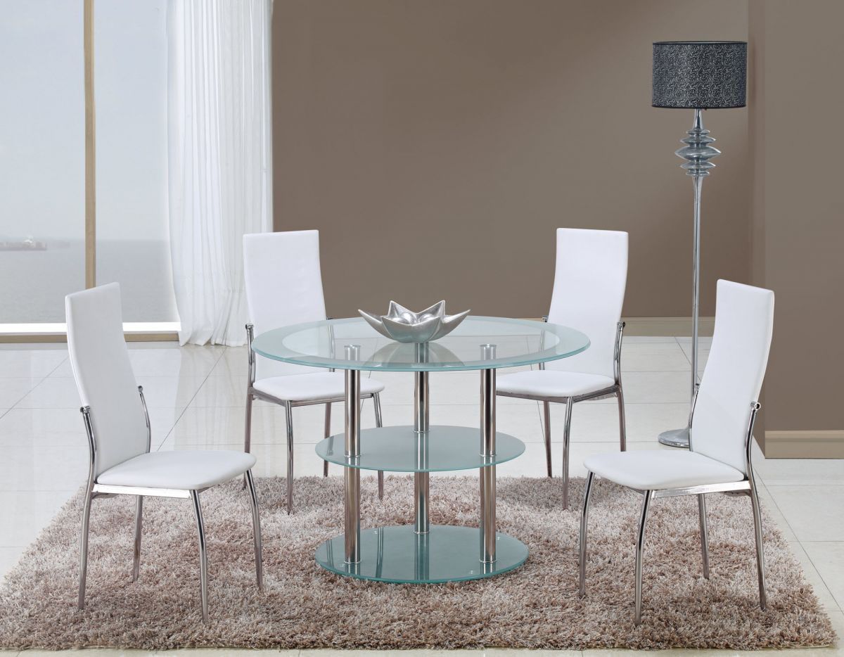 Contrasting Black or White Contemporary Dining Room Set - Click Image to Close