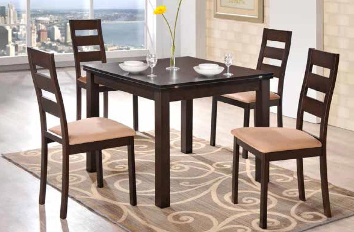 Extendable in Wood Dinner Table and Chairs with Leaf San Diego
