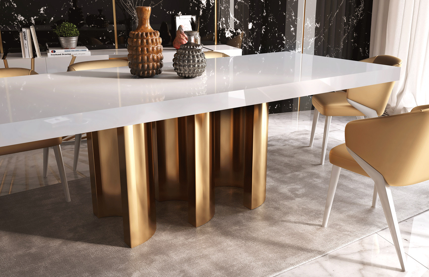 Contemporary Unique Design Luxury Dining Room Set - Click Image to Close