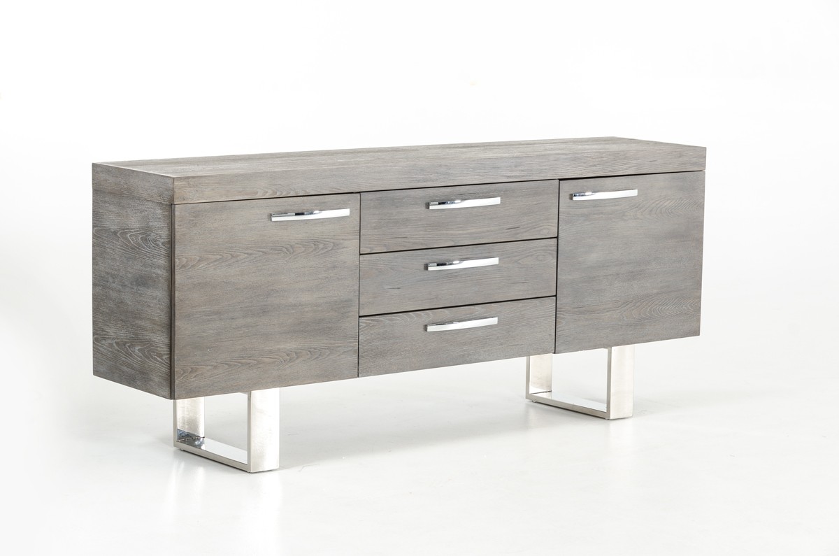 Beautiful Grey Brush Top and Stainless Steel Legs Dining Table - Click Image to Close