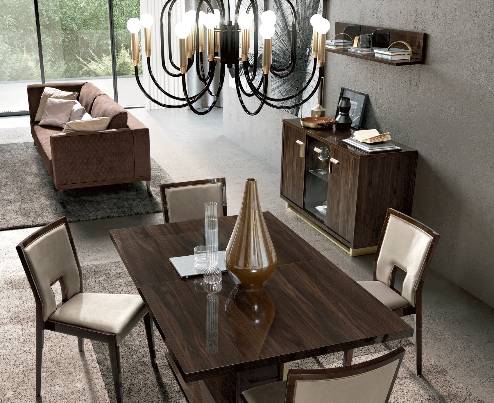 Modern Refined Rectangular Wooden with Fabric Seats Dining Room Furniture - Click Image to Close