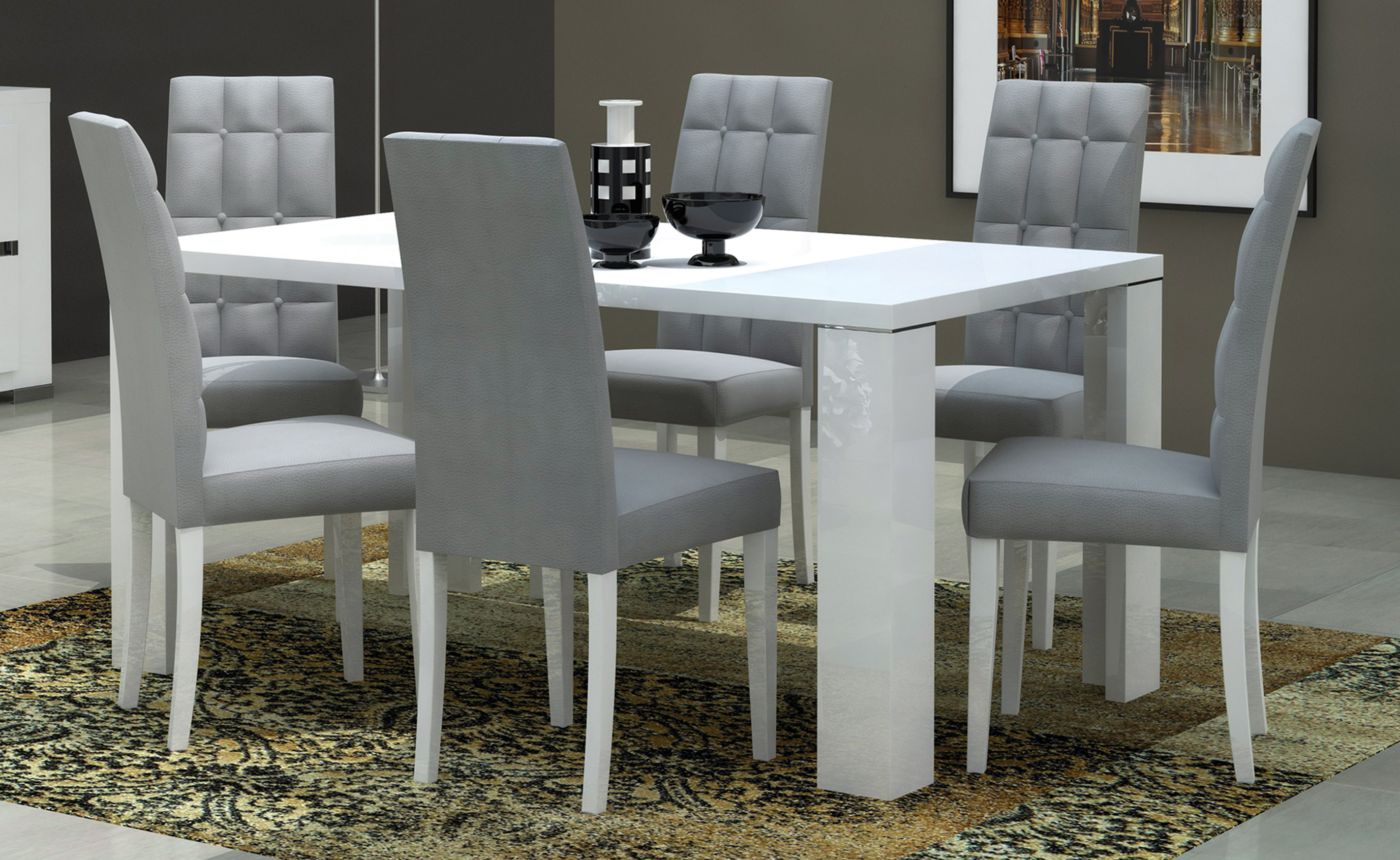 High-class Recatngular Top Microfiber Dinette Tables and Chairs - Click Image to Close