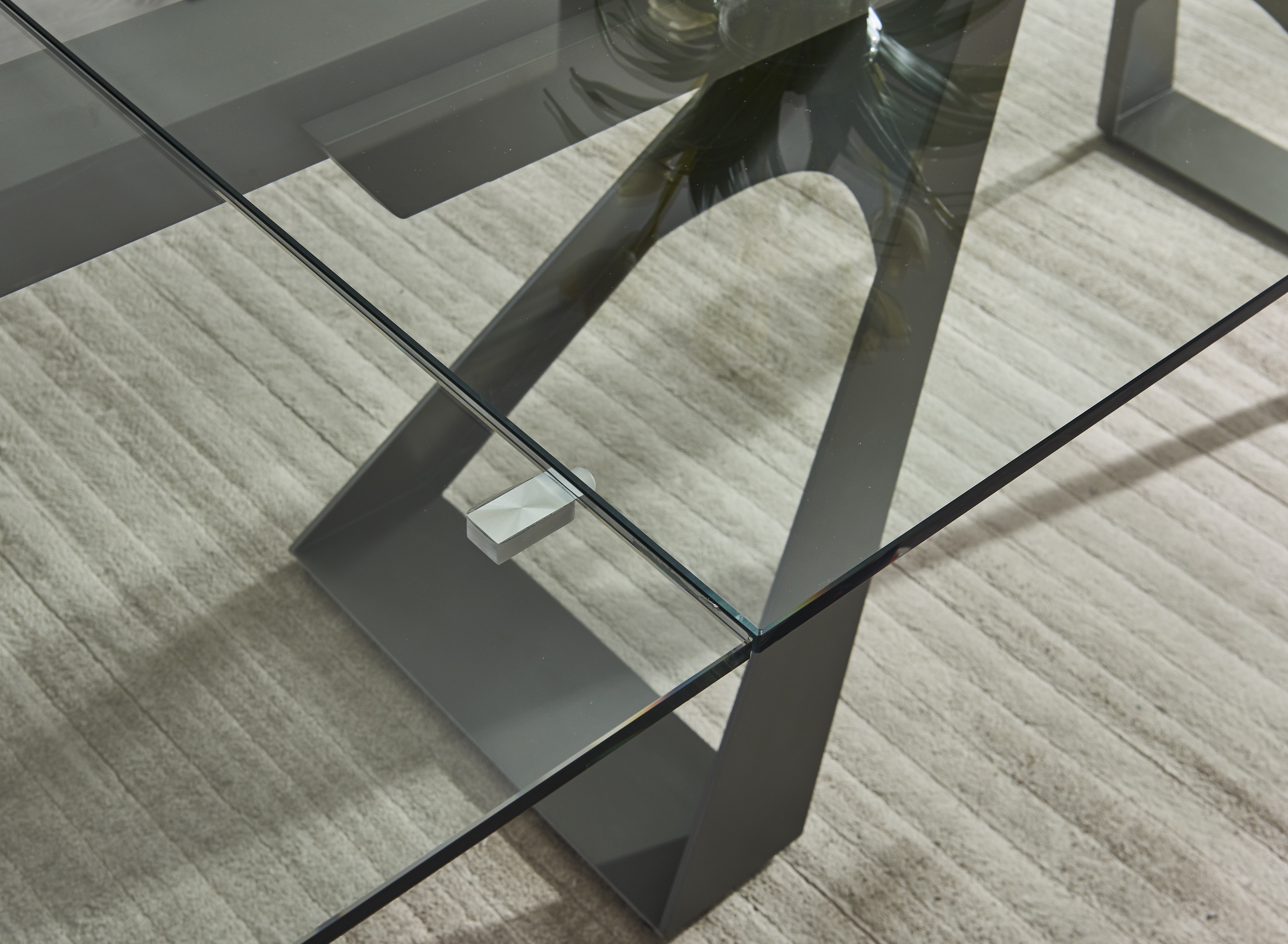 Extravagant Rectangular Glass Top Leather Dining Furniture Set - Click Image to Close