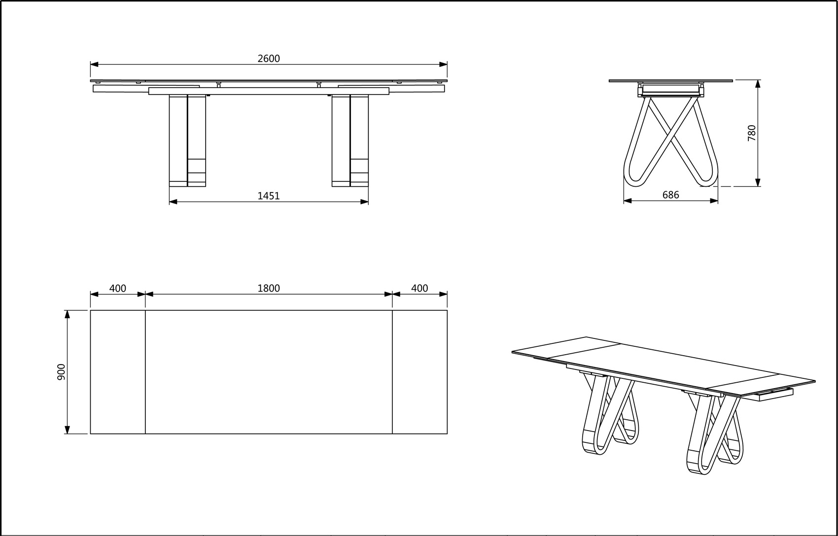 X-Shaped Contemporary Rectangular Dining Room Set - Click Image to Close