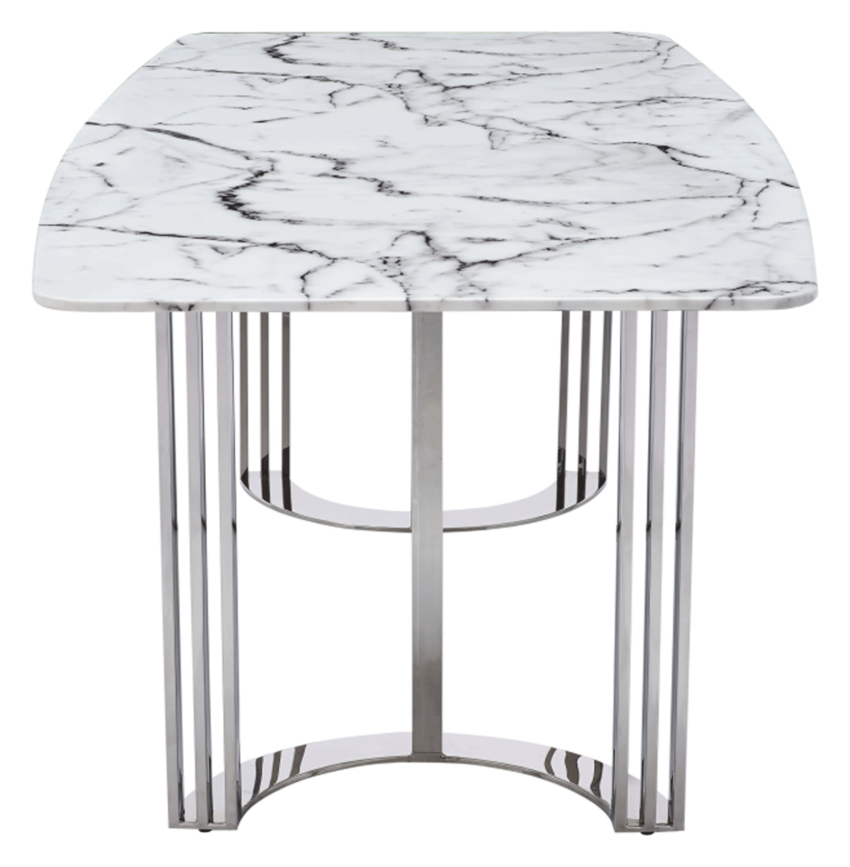 Natural White Marble Top and Chrome Legs Dining Table - Click Image to Close