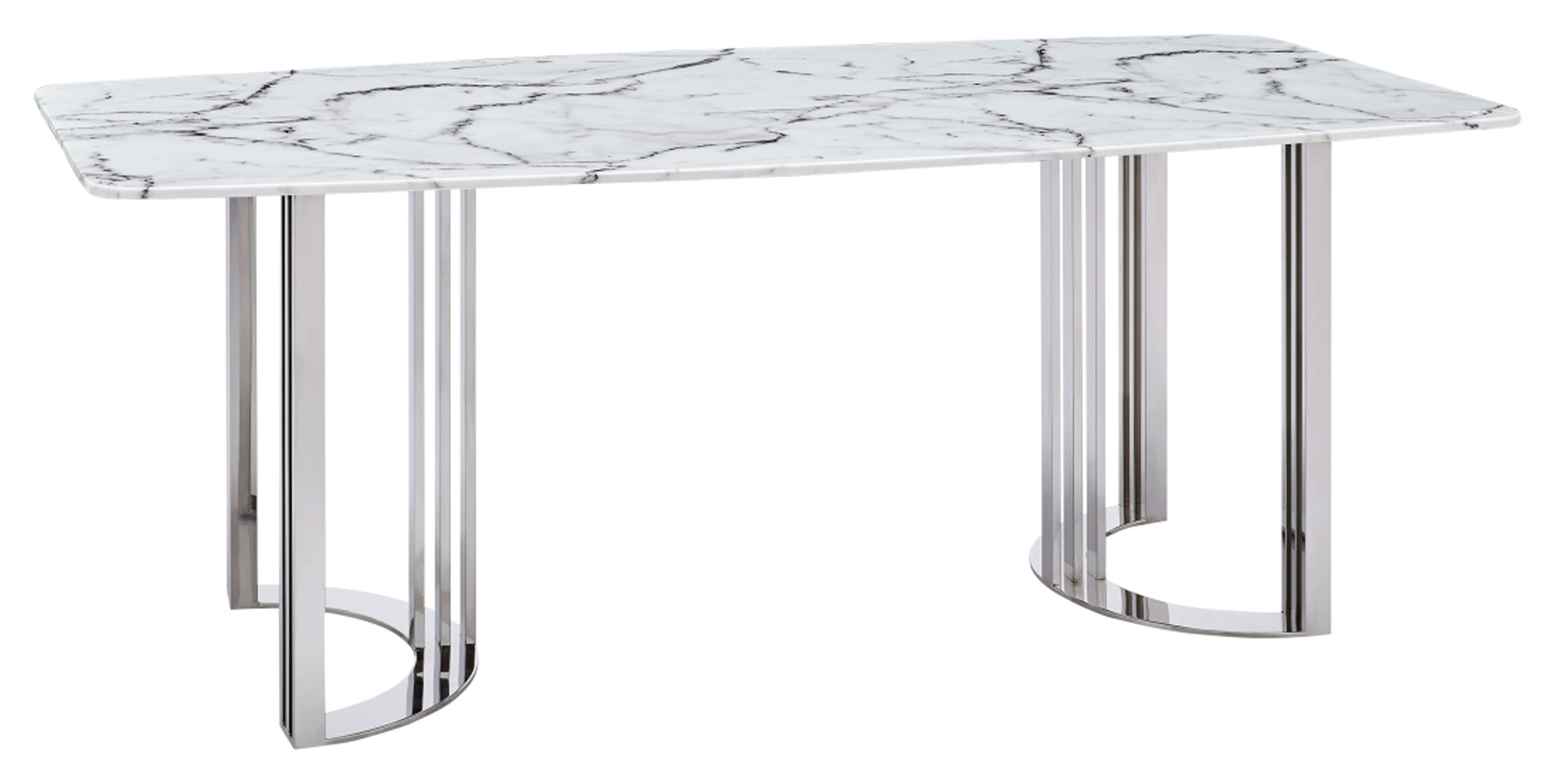 Natural White Marble Top and Chrome Legs Dining Table - Click Image to Close