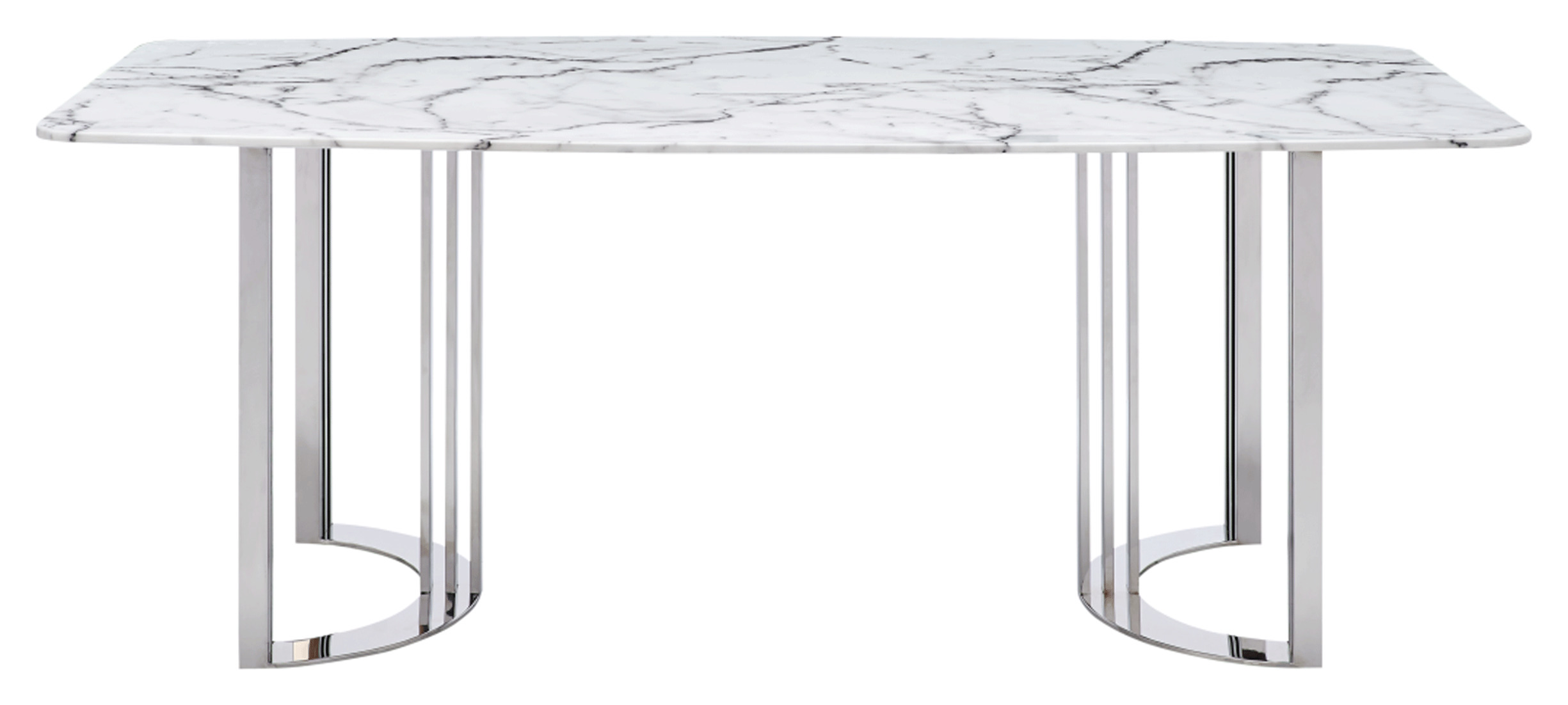 Natural White Marble Top and Chrome Legs Dining Table - Click Image to Close