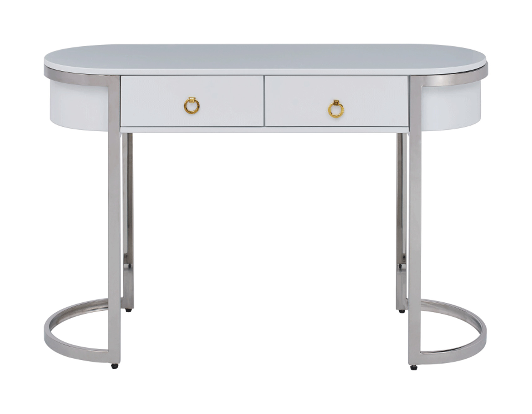 Natural White Marble Top and Chrome Legs Dining Table - Click Image to Close