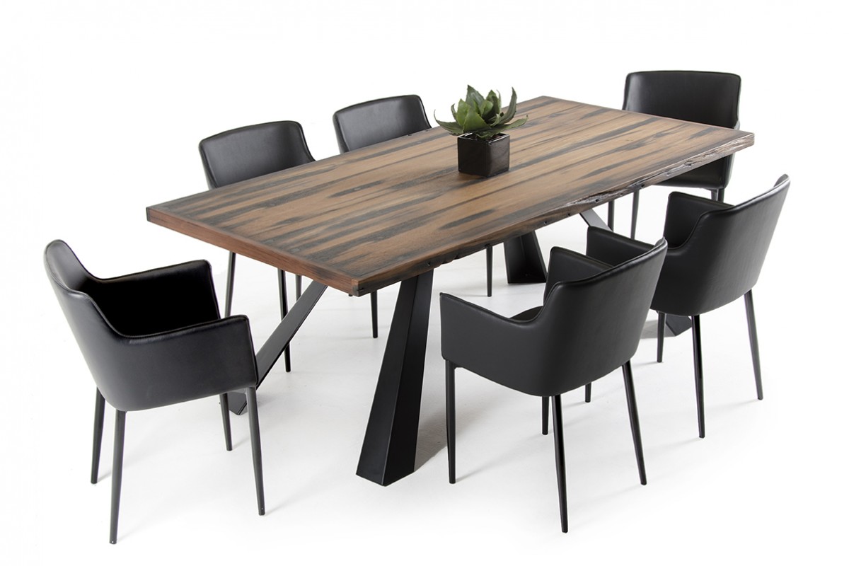 Modern Dining Set with Leather Chairs - Click Image to Close