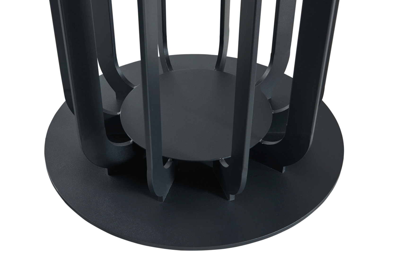 Black Round Marble Table Top with Cone Shape Steel Base