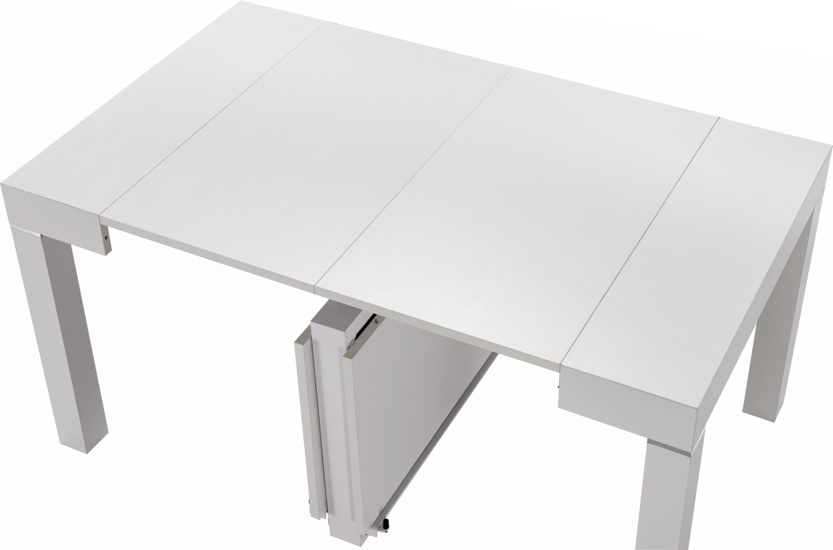 Floating Sleek White Gloss Table with Creative Leatherette Chairs - Click Image to Close