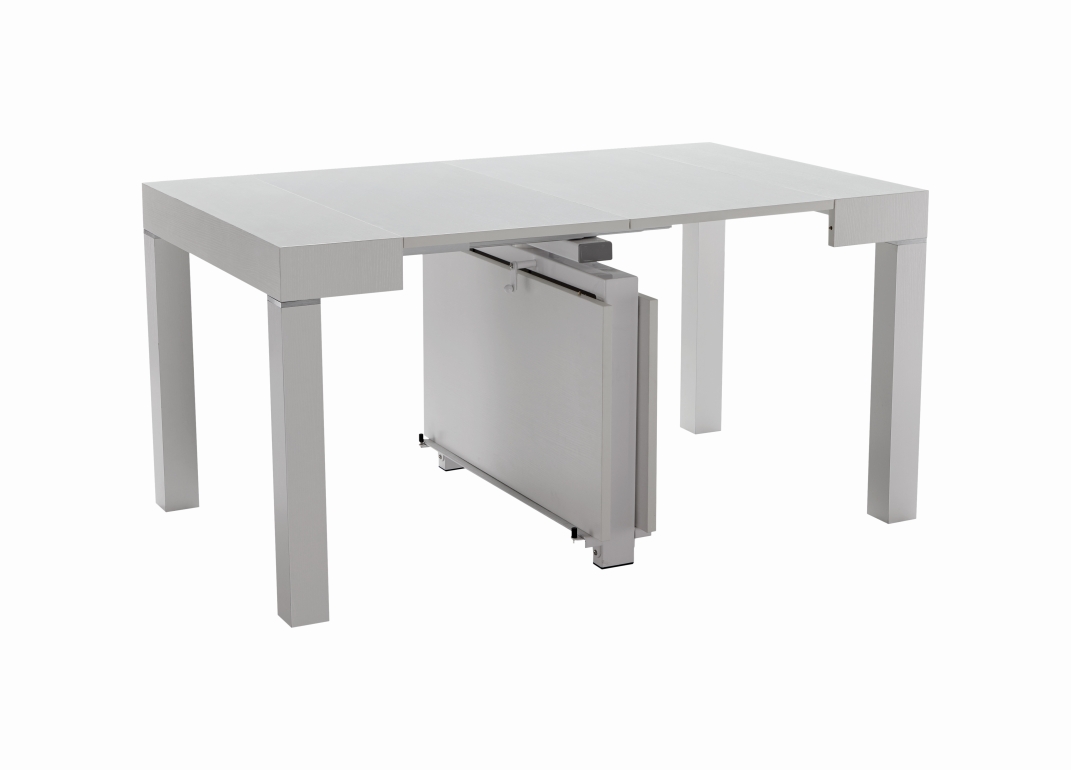 Floating Sleek White Gloss Table with Creative Leatherette Chairs - Click Image to Close