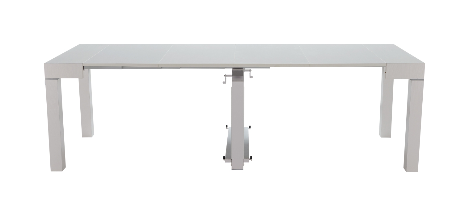 Floating Sleek White Gloss Table with Creative Leatherette Chairs - Click Image to Close