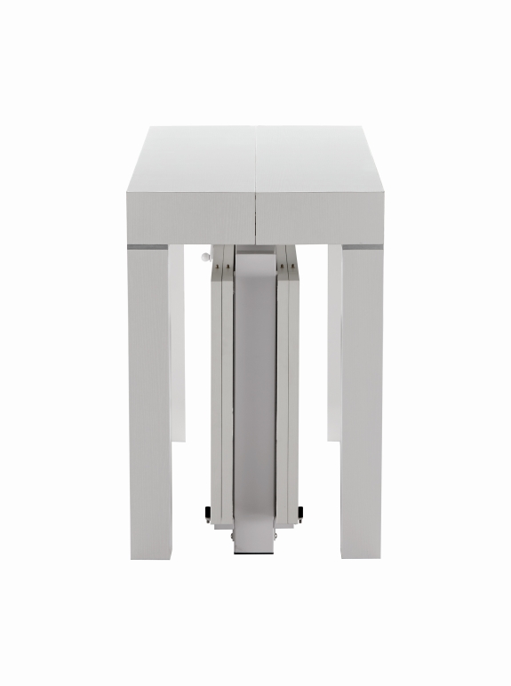 Floating Sleek White Gloss Table with Creative Leatherette Chairs - Click Image to Close