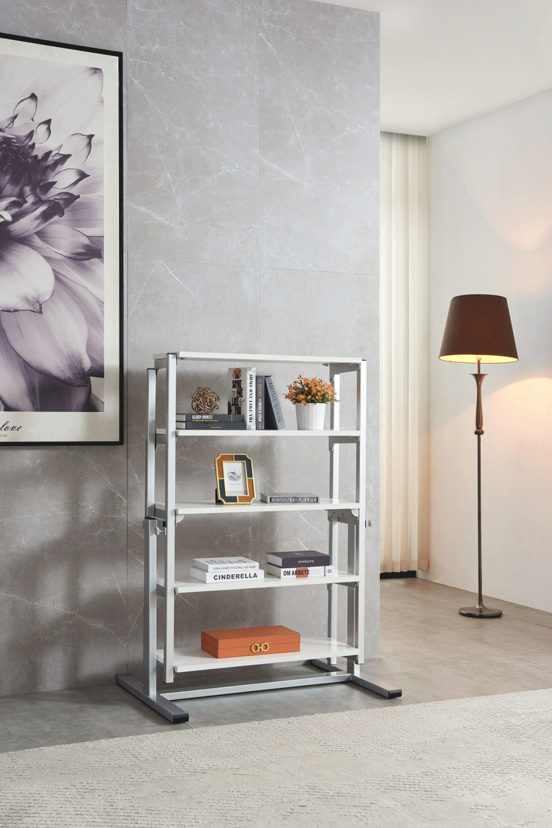 Floating Sleek White Gloss Table with Creative Leatherette Chairs - Click Image to Close