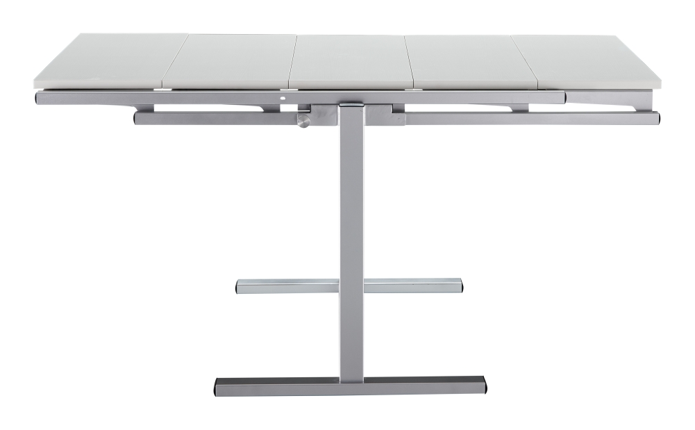 Floating Sleek White Gloss Table with Creative Leatherette Chairs - Click Image to Close