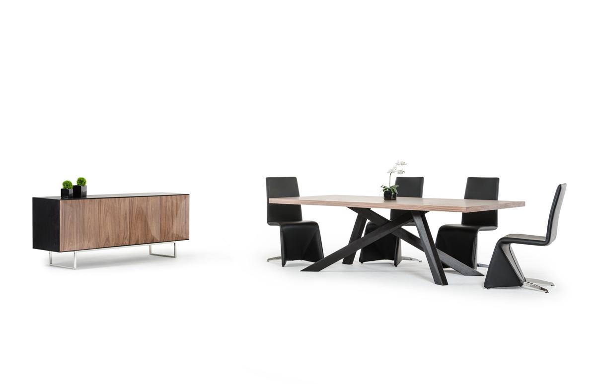 Cross Legs Rectangular Wood Modern Dining Set - Click Image to Close