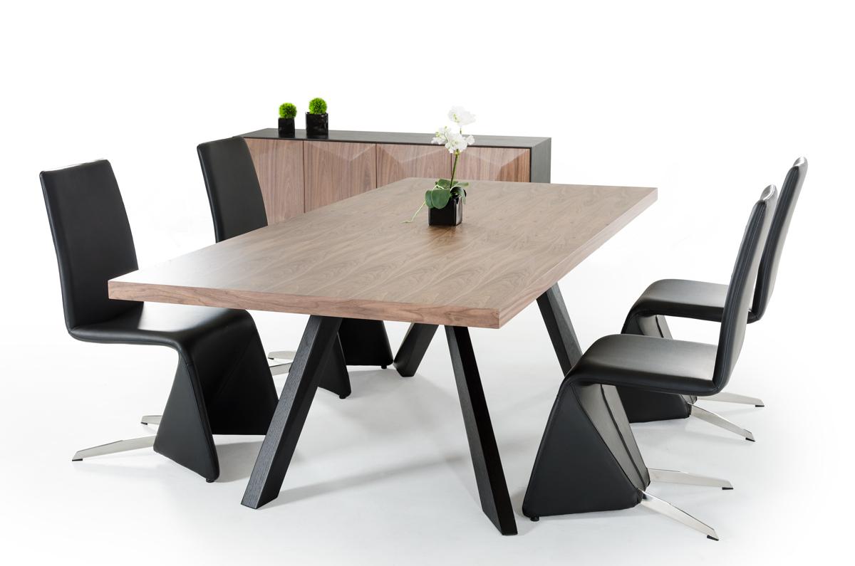 Cross Legs Rectangular Wood Modern Dining Set - Click Image to Close