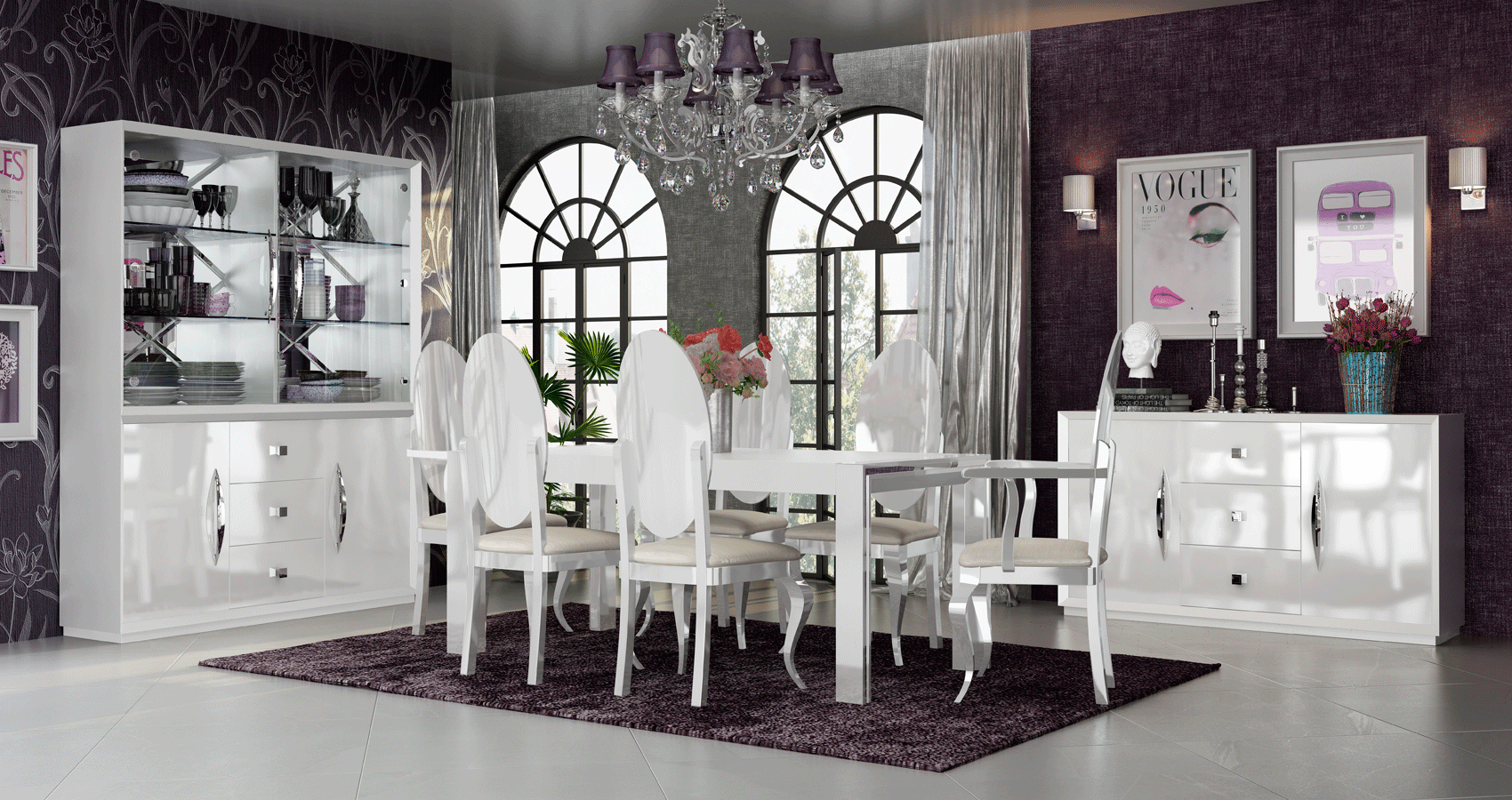 Wooden Contemporary Dining Room Set with Extension Leaf - Click Image to Close