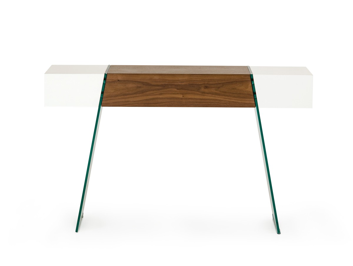 White and Walnut Floating Extendable Dining Table