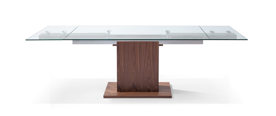 Rectangular Wood with Glass Top Leather Dining Room Design - Click Image to Close