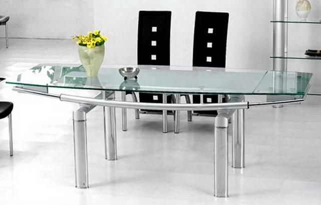 Contemporary Glass Dining Room Table with Frosted Glass Brownsville