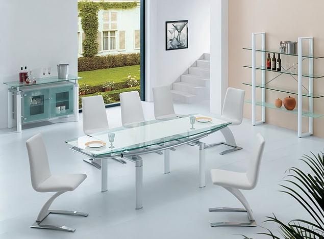 108 DT Glass Dining Room Table in Black, White or Beige Color - Click Image to Close