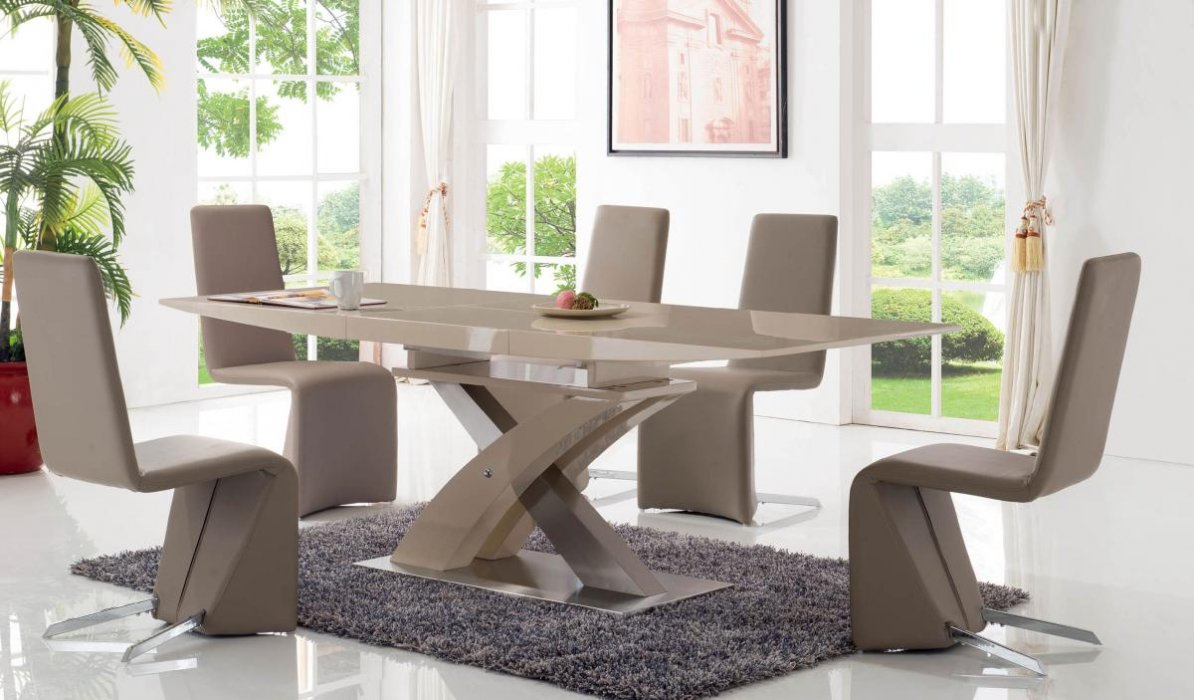 Rectangular Extendable Dining Table in Beige Lacquers Albuquerque New